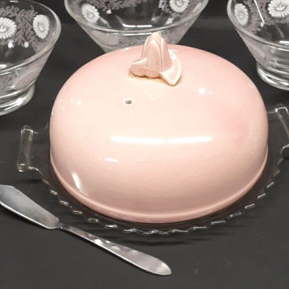 7 pc.bundle Vtg. 4 pc.daisy bowls marked Todd, butter dish/cover/Spreader - Picture 3 of 11